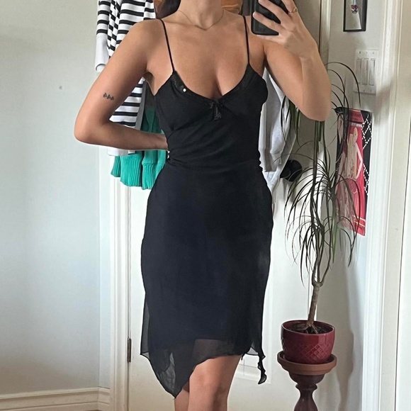vintage 90s sequinned bust asymmetric hemline midi dress 🧚🏼♀️ - Picture 6 of 6